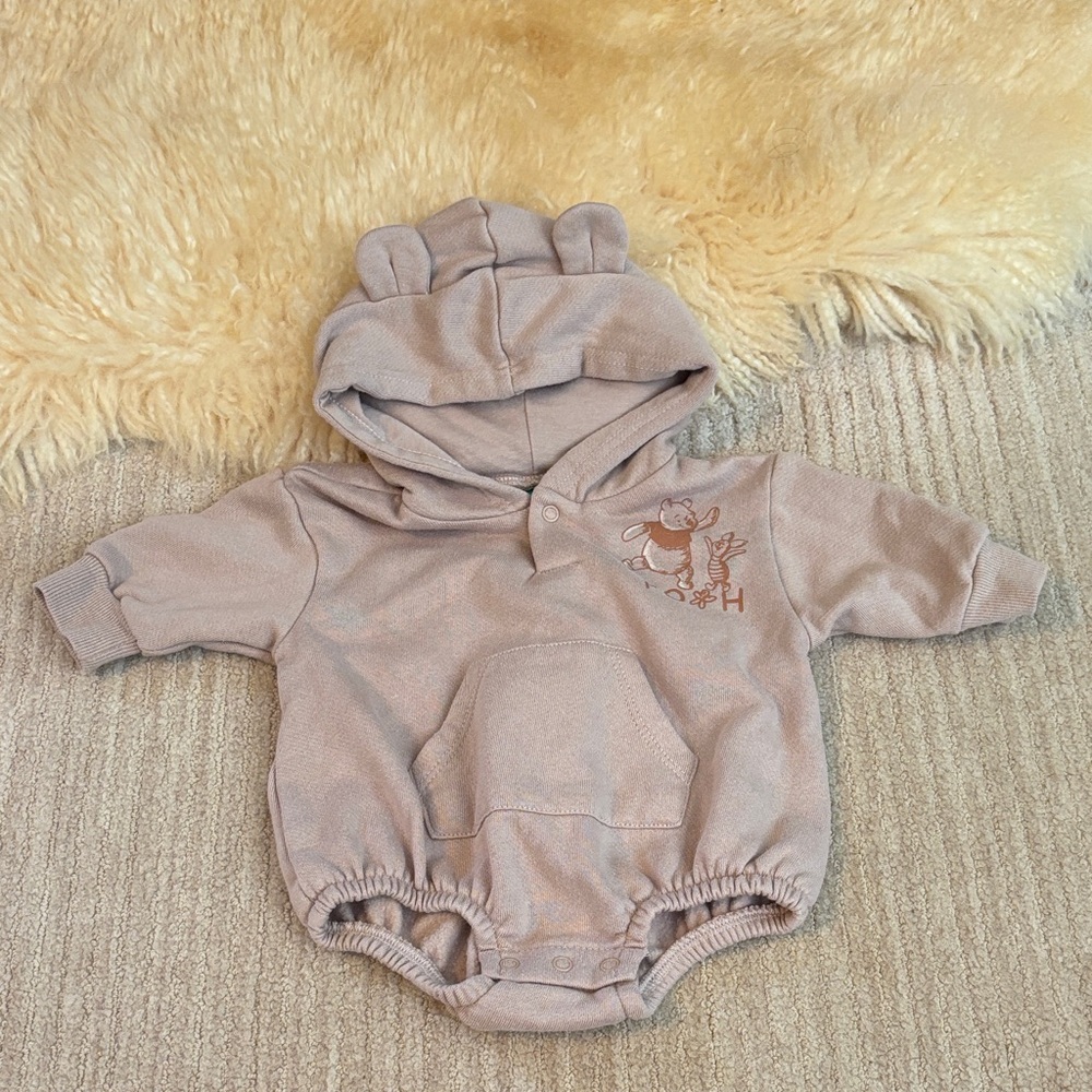 Adorable Disney Pooh Baby Sweatshirt Hoodie Romper with Bear Ears